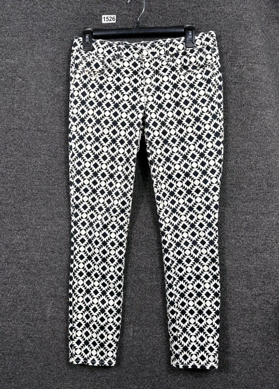 J Crew Toothpick Ankle Pants Womens Size 28 Black White Low Rise Skinny Leg